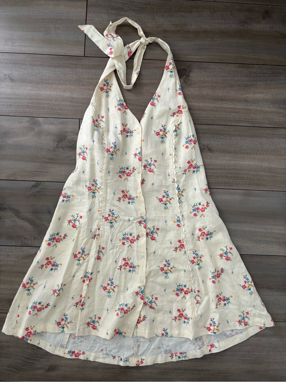 Floral Halter Button-Front Sundress